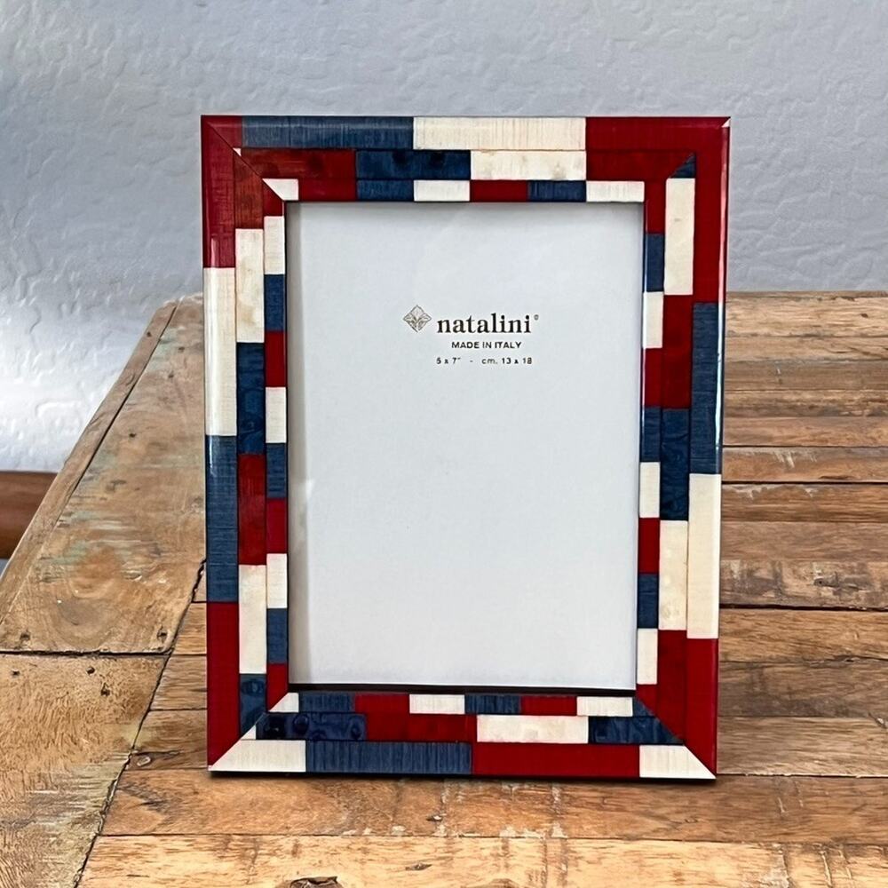 Natalini Multicolor Wood Marquetry Picture Frame 5x7" Made In Italy